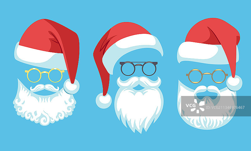 圣诞老人服装、圣诞帽和白色胡须图片素材