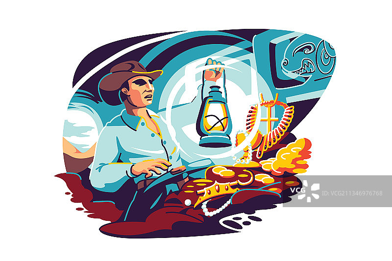 寻找宝藏的幸运男猎人图片素材