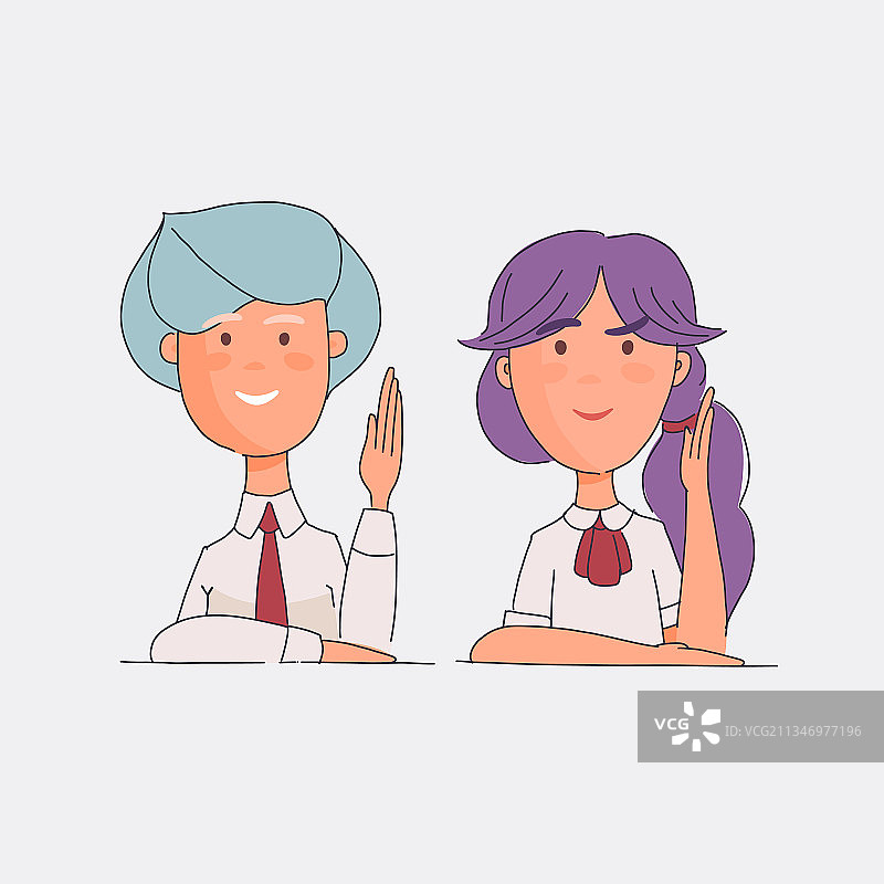 微笑的男女学生合影图片素材