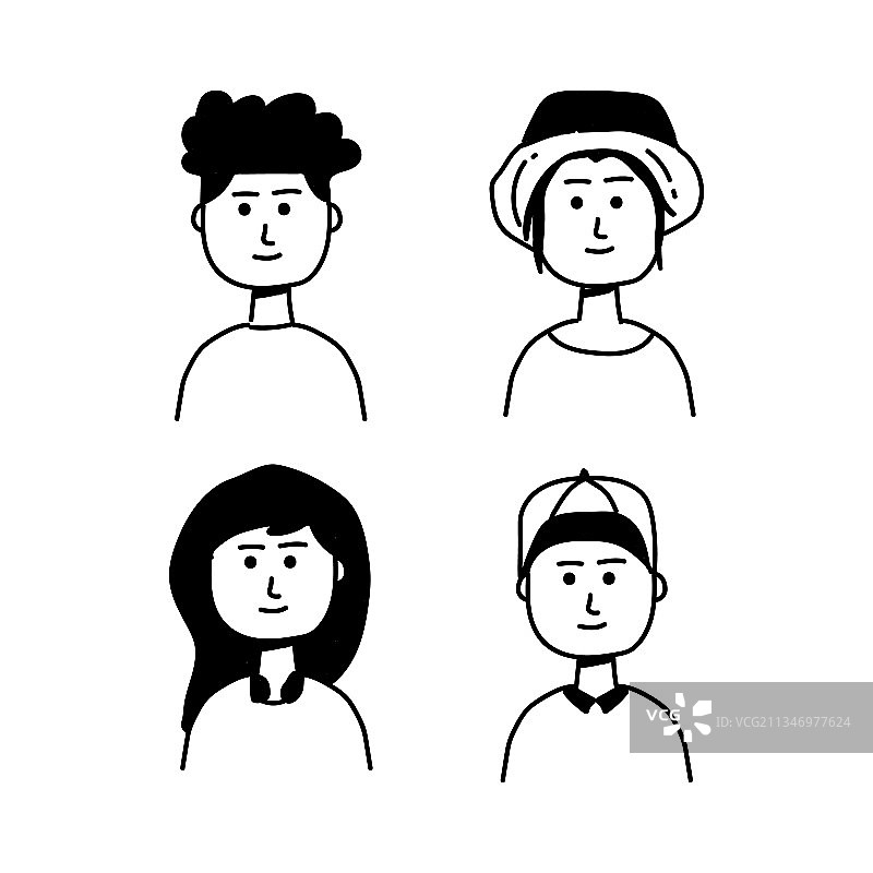 卡通角色头像设计剪影图片素材