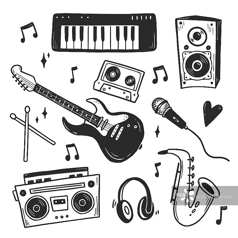 手绘音乐涂鸦合集图片素材