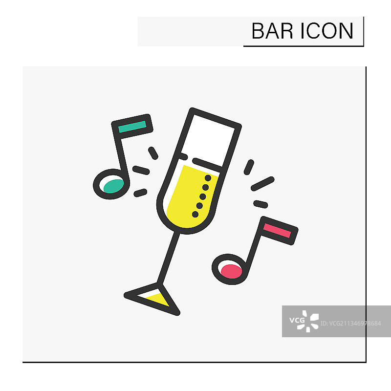 酒吧派对彩色图标图片素材