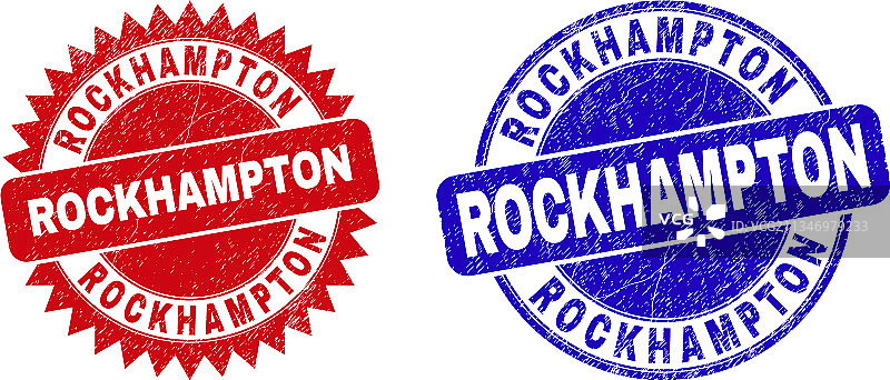 带有粗糙纹理的罗克汉普顿圆形花结邮票图片素材