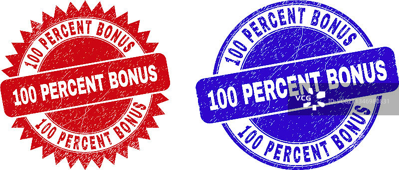100%奖金回合与花结印章图片素材