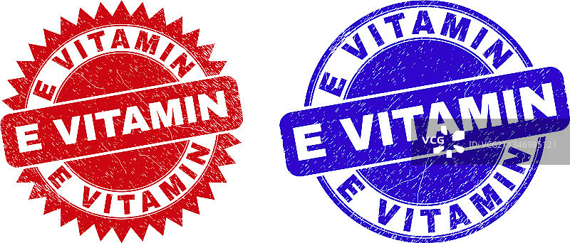 含颗粒纹理的E维生素圆形花结印章图片素材
