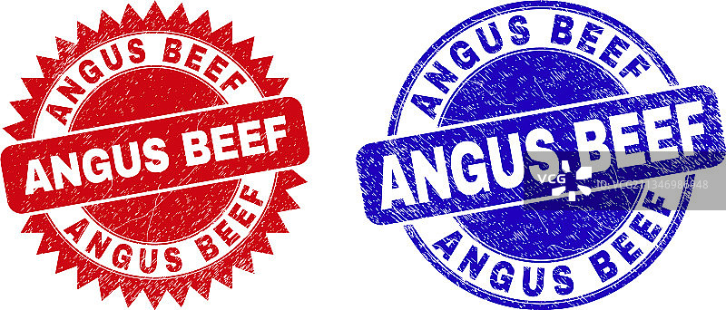 安格斯牛肉圆形和花形印章（未清洁）图片素材