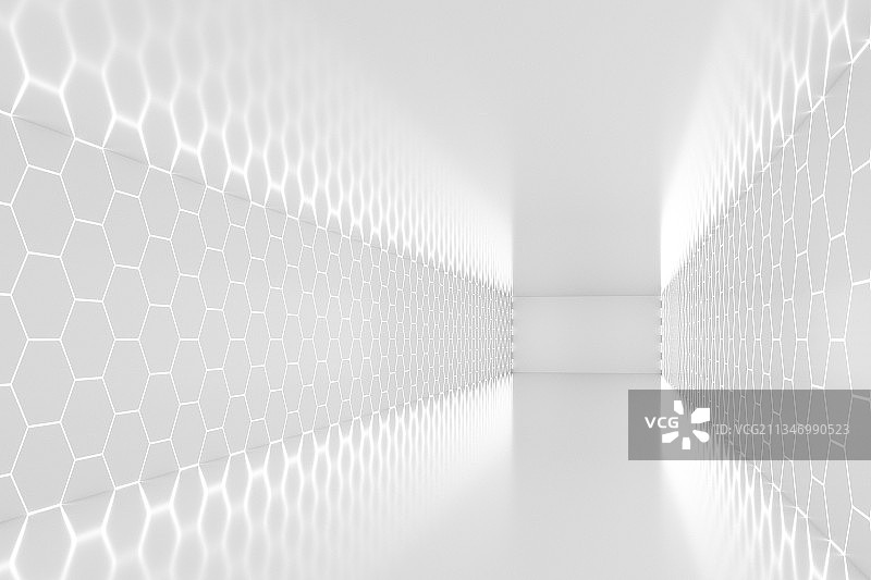 墙上蜂窝状的室内空间，三维图形图片素材