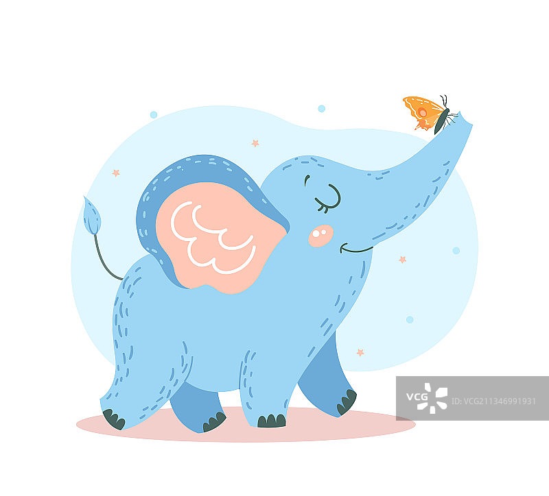 有蝴蝶的大象图片素材