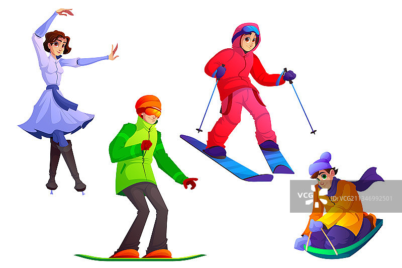 人们参与冬季运动图片素材