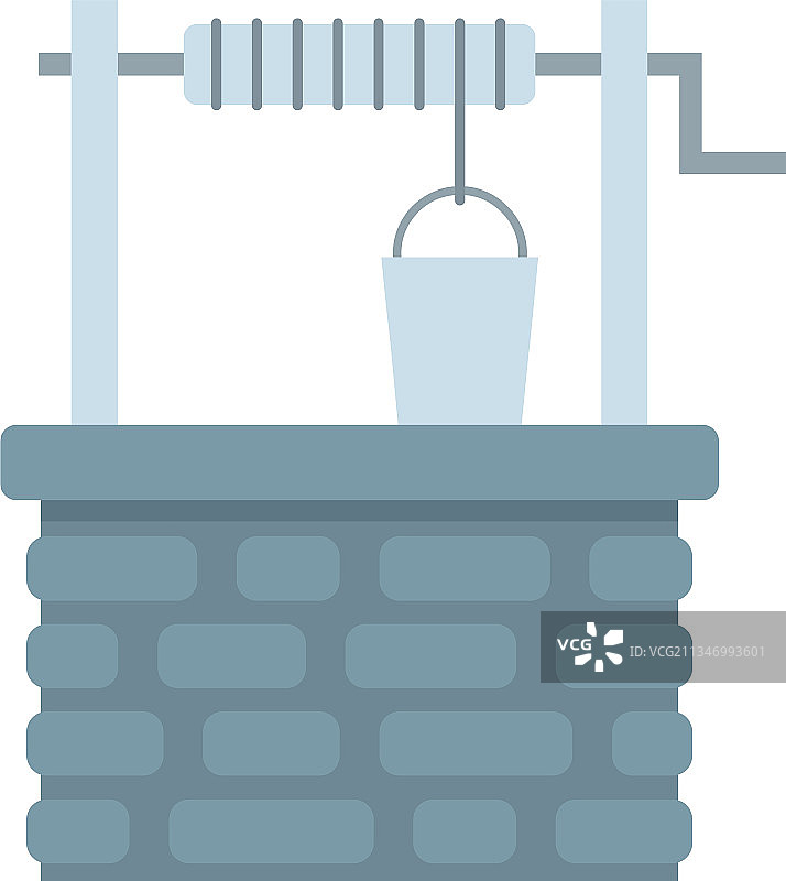 古老的石水井图标扁平隔离图片素材