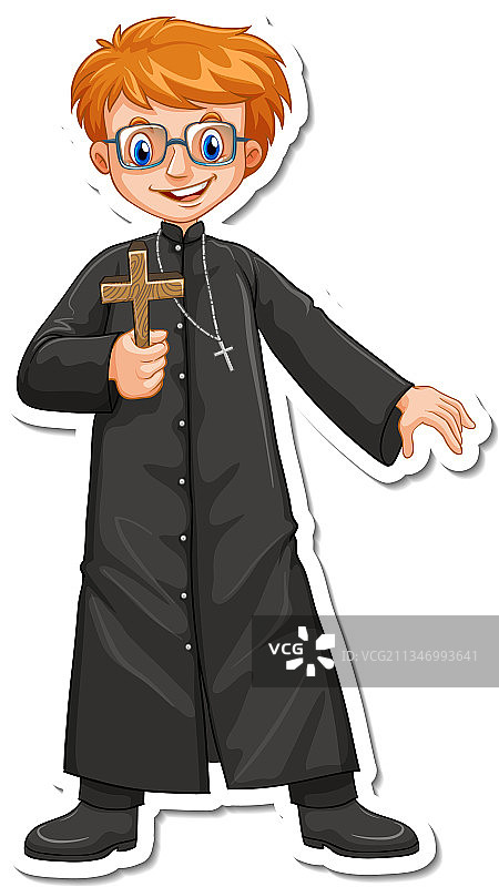 卡通人物牧师手持基督教图片素材