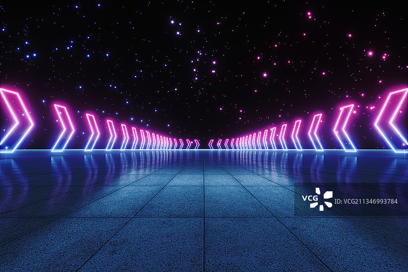 3D现代抽象霓虹灯空间背景图片素材