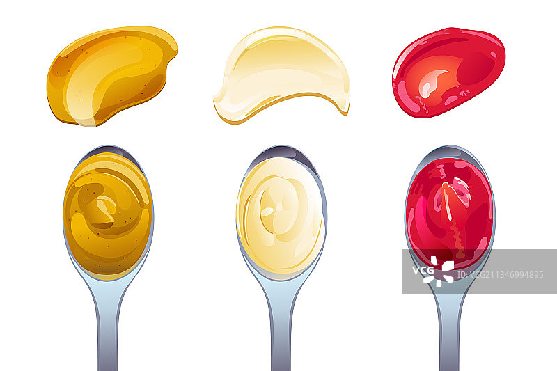 番茄酱蛋黄酱芥末酱料组合图片素材