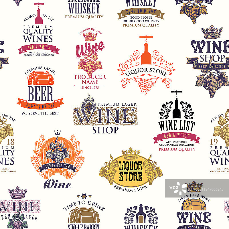 酒精品牌标识无缝图案图片素材