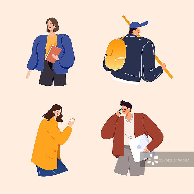 卡通招聘办公商务商业收益互联网返现金融理财选择面试矢量插画图片素材