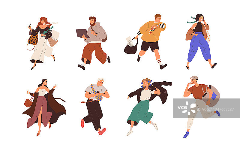 匆忙赶路的人群图片素材