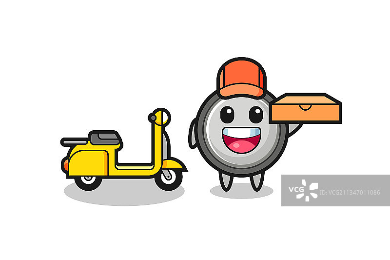 角色纽扣电池披萨外卖员图片素材