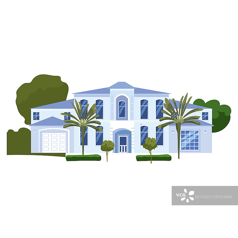 热带树木环绕的住宅图片素材