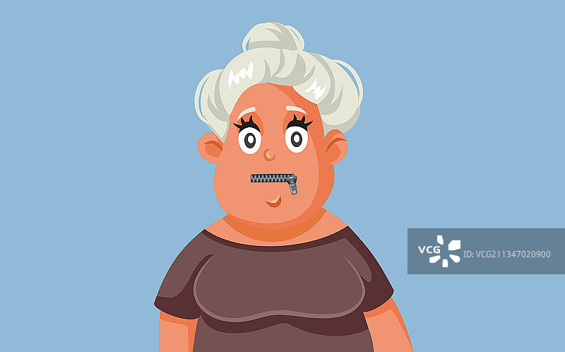 闭着嘴的中年妇女保守秘密图片素材