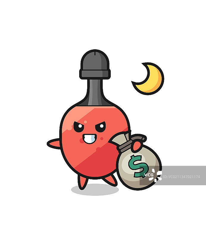 卡通乒乓球拍偷钱图片素材