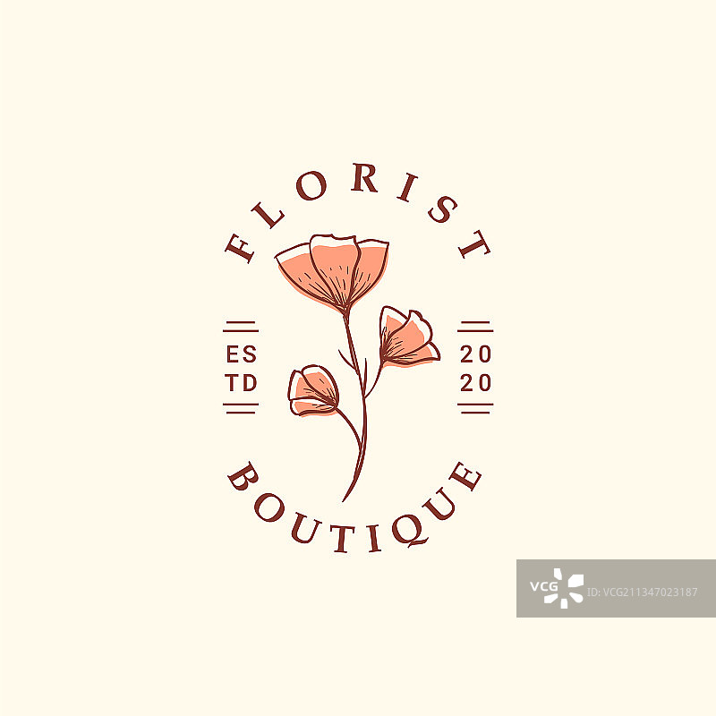 手绘风格花店logo图片素材