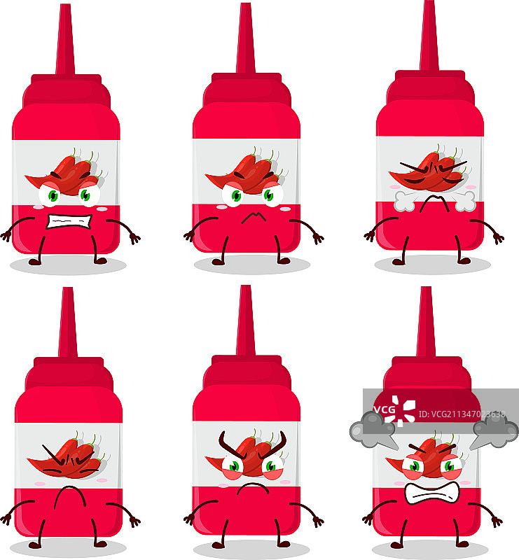 各种愤怒表情的辣椒酱卡通图片素材