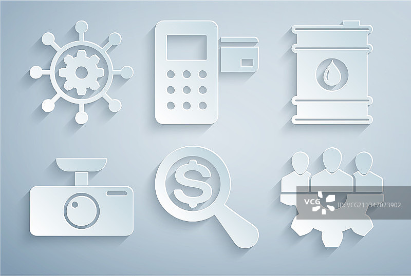 放大镜与美元桶石油车素材图片素材