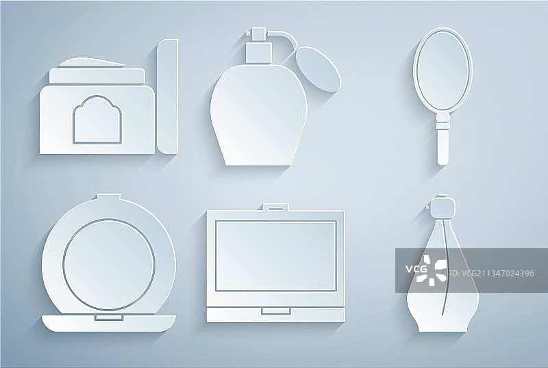 带镜化妆粉手持香水套装图片素材