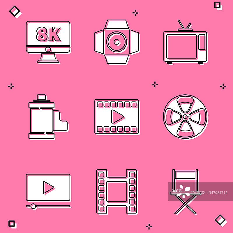 8K电影聚光灯复古电视显示器图片素材