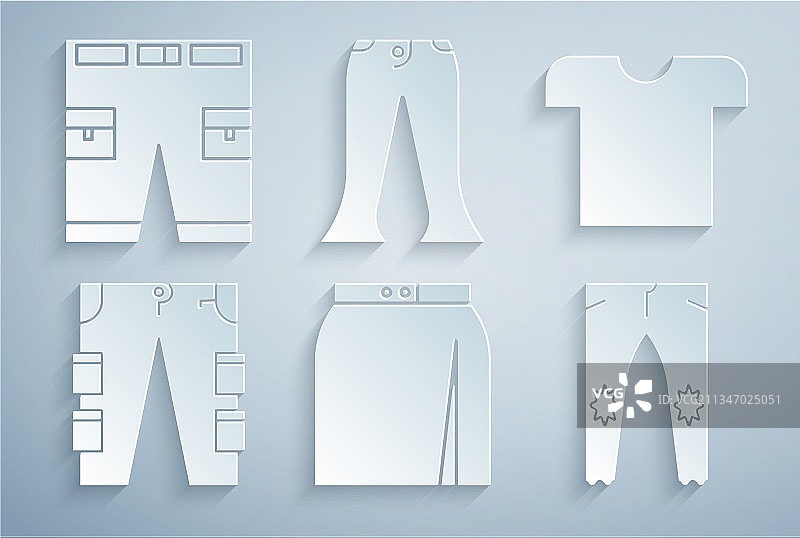 裙子、T恤、工装裤、裤子和短裤合集图片素材