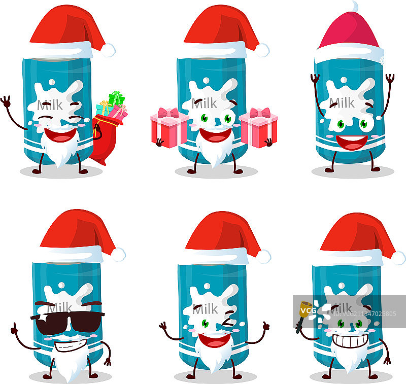圣诞老人表情与牛奶罐卡通图片素材