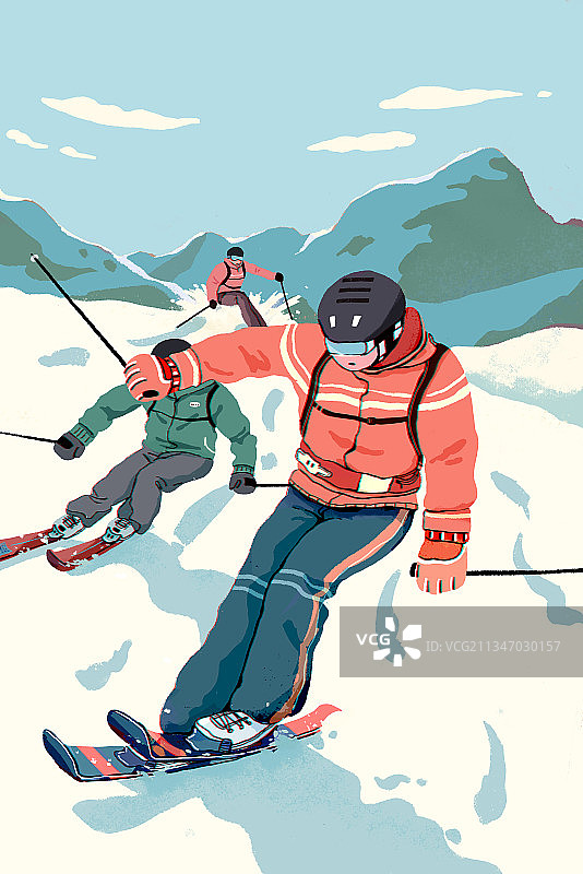 滑雪插画图片素材