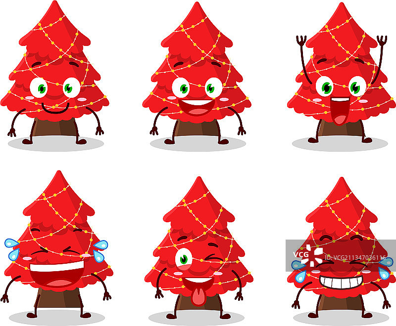 卡通人物和红色圣诞树图片素材