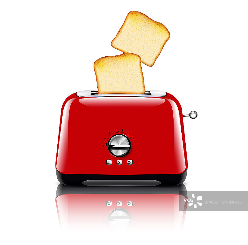 逼真的烤面包机面包组合图片素材