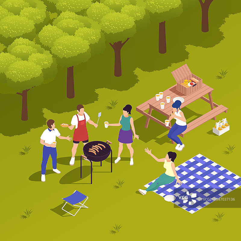 家庭野餐2.5D场景图片素材