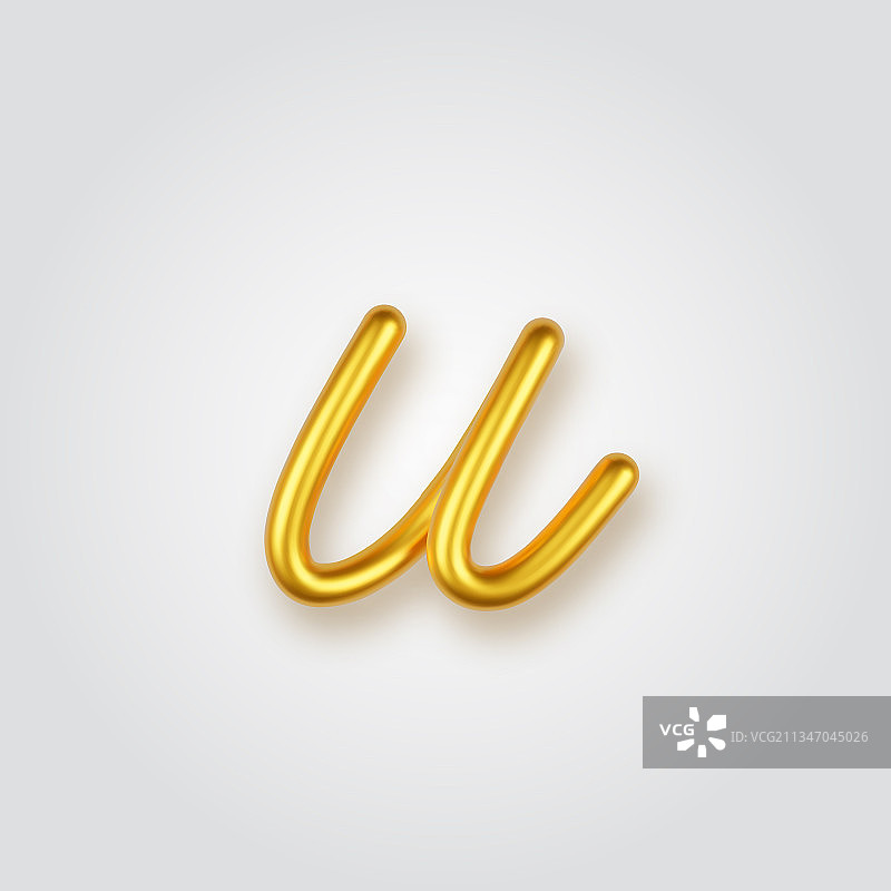 金色3D逼真小写字母U图片素材
