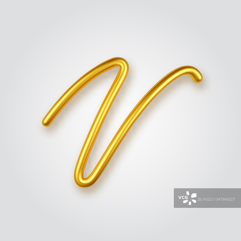 金色3D逼真大写字母V图片素材