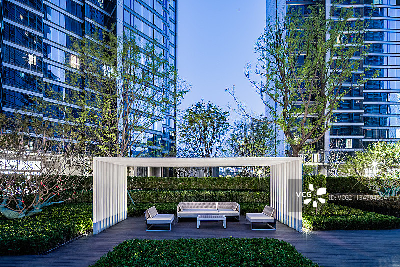 高层建筑居住区住宅现代会客区景观设计图片素材