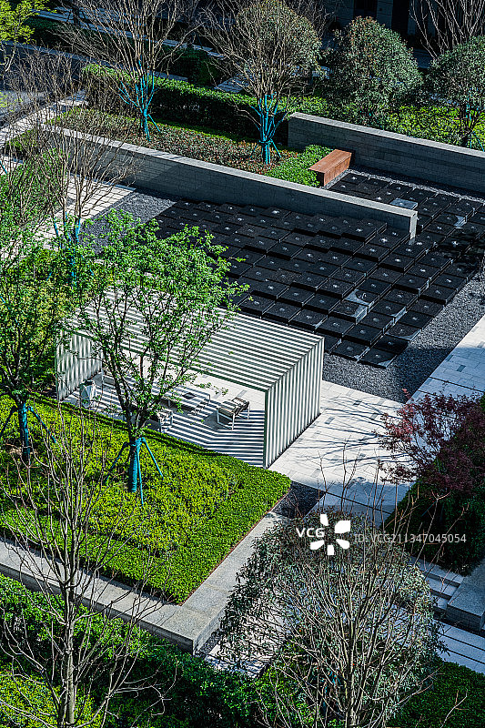 高层建筑居住区住宅现代会客区景观设计图片素材