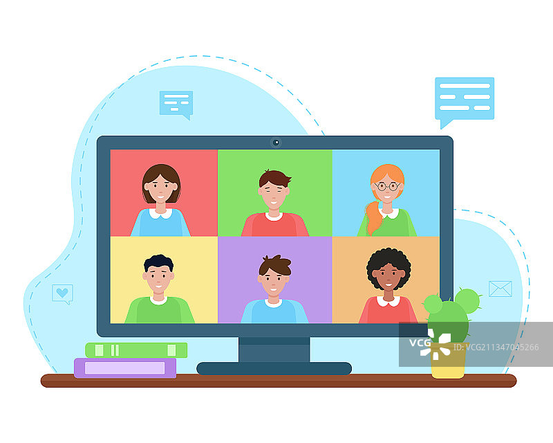 与群组通话的在线会议图片素材