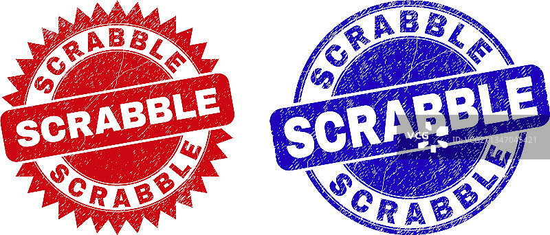 带有不洁图案的拼字圆形花饰印章图片素材