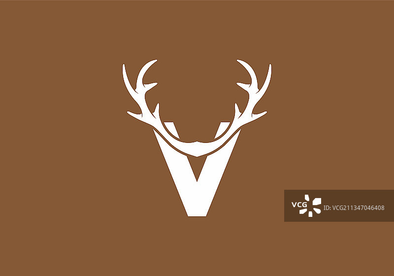 白色棕色V字母与鹿图片素材
