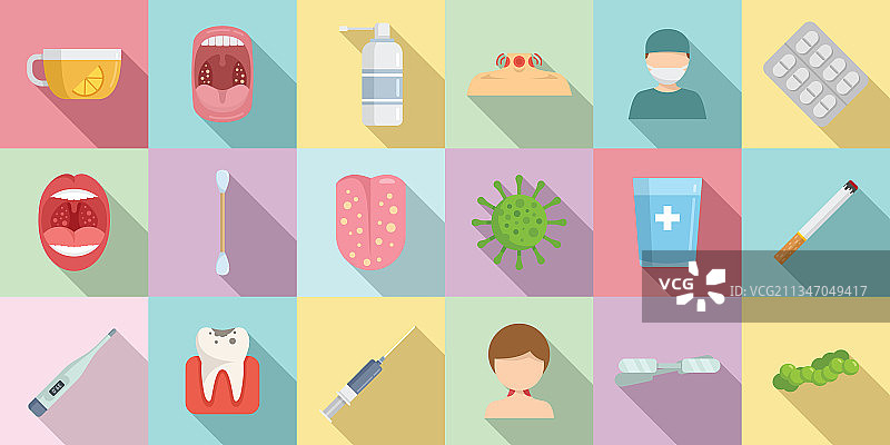 扁桃体炎图标扁平设计图片素材