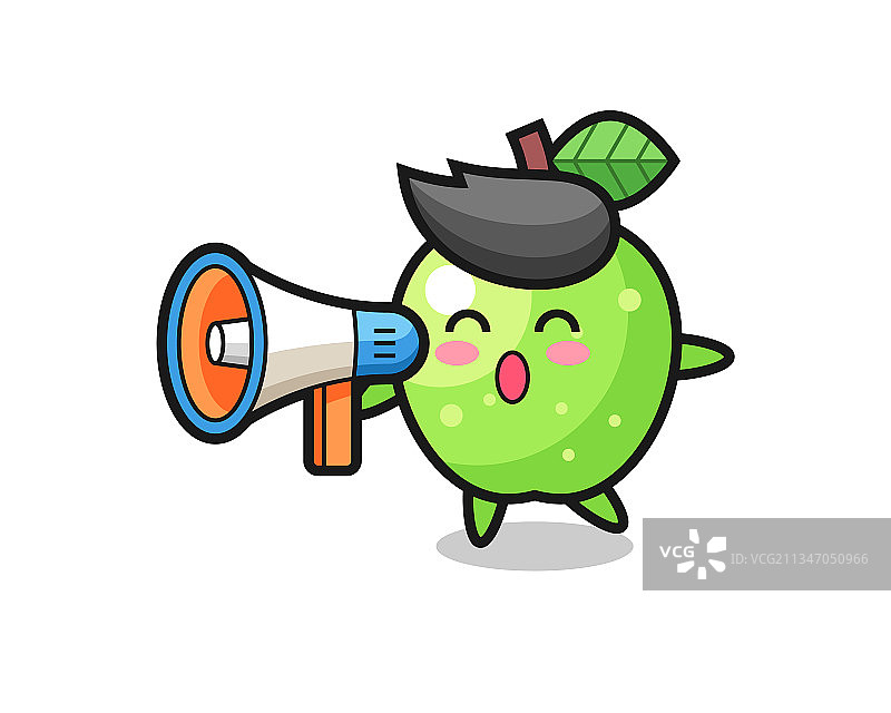 拿着扩音器的青苹果角色图片素材
