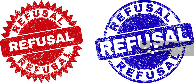 带有拒绝字样的圆形和花结印章图片素材