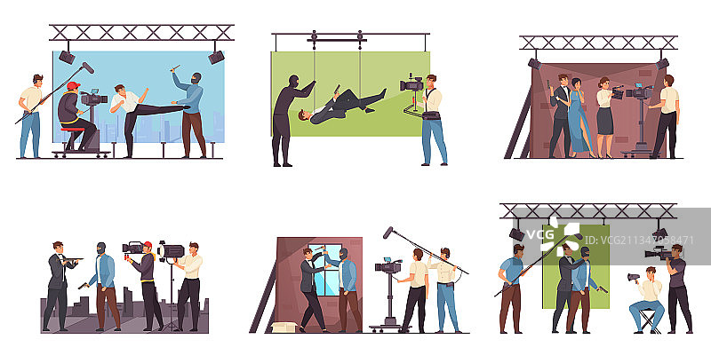 电影制作扁平化场景图片素材