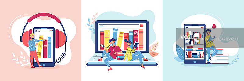 在线图书馆设计概念合集图片素材