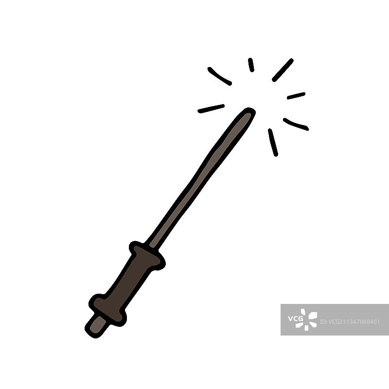 手绘魔法棒涂鸦图标图片素材