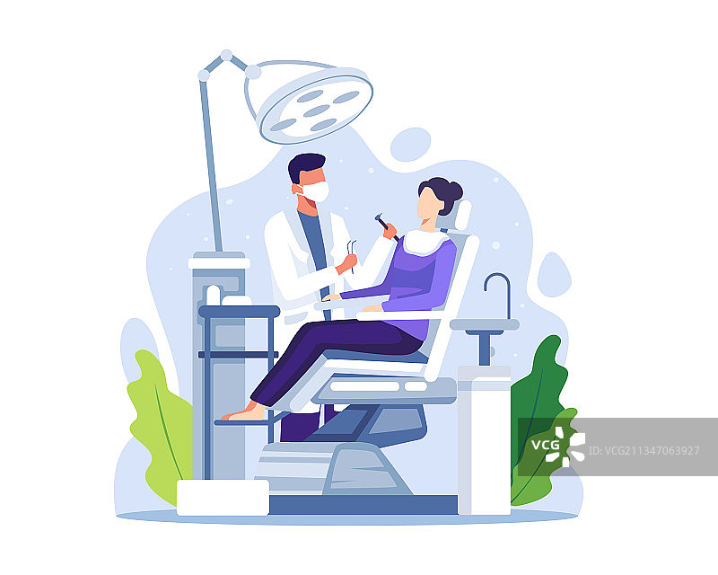 牙医检查或治疗患者牙齿图片素材