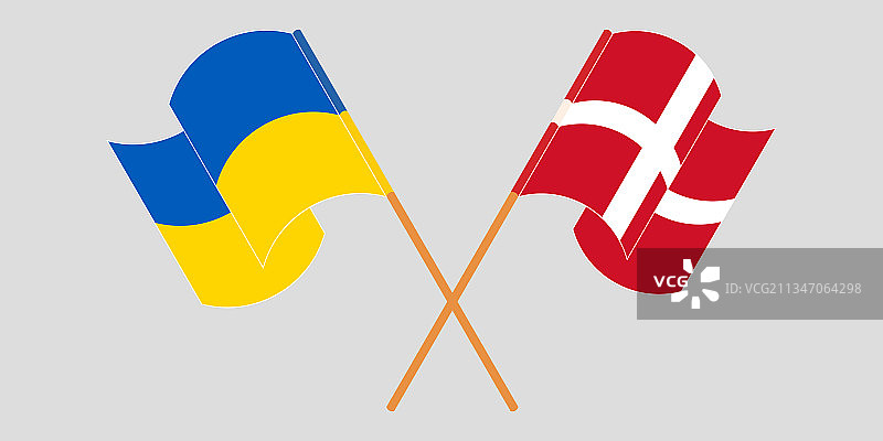 乌克兰交叉挥舞旗帜图片素材